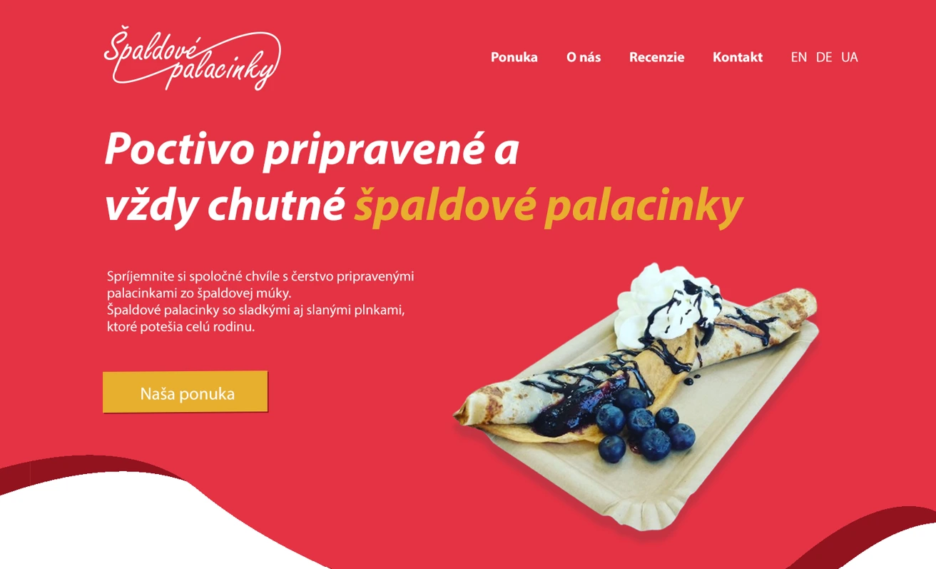 Koncept webovej stránky pre palacinkáreň - po